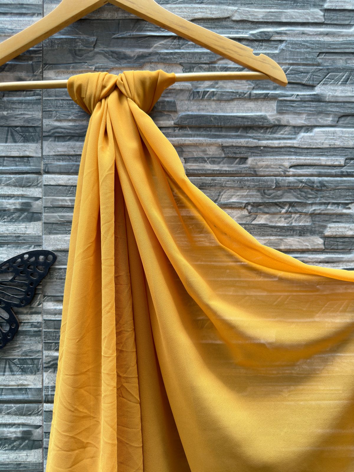 Mustard Viscose Chiffon Scarf