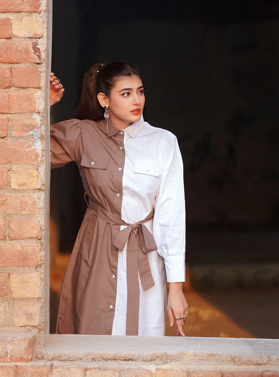 White And Grey Long Shirt