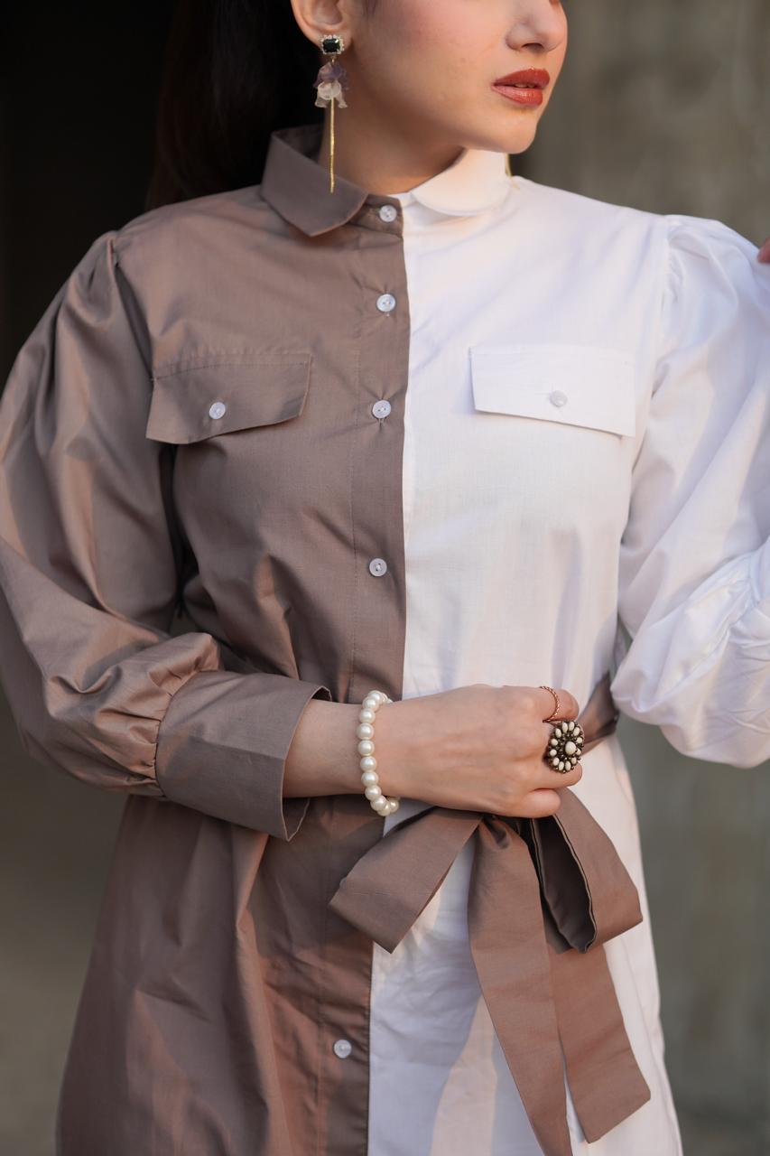 White And Grey Long Shirt