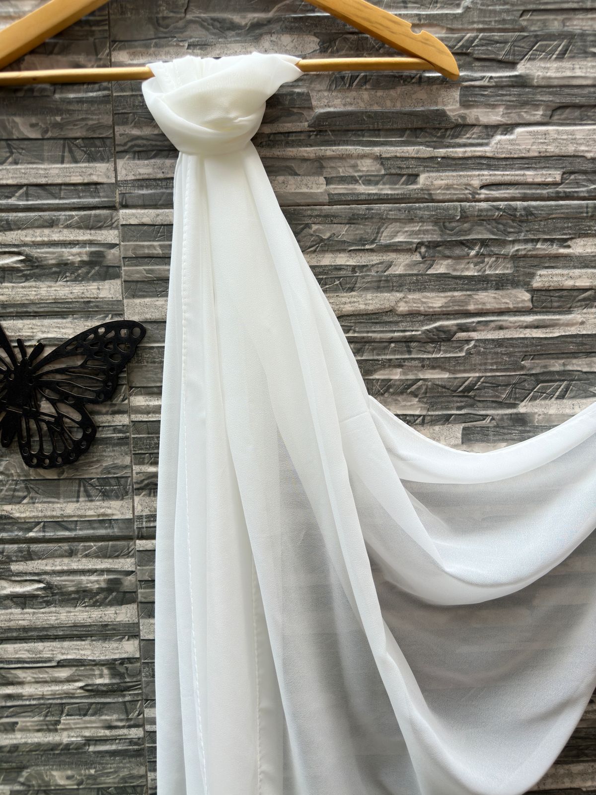 White Viscose Chiffon Scarf