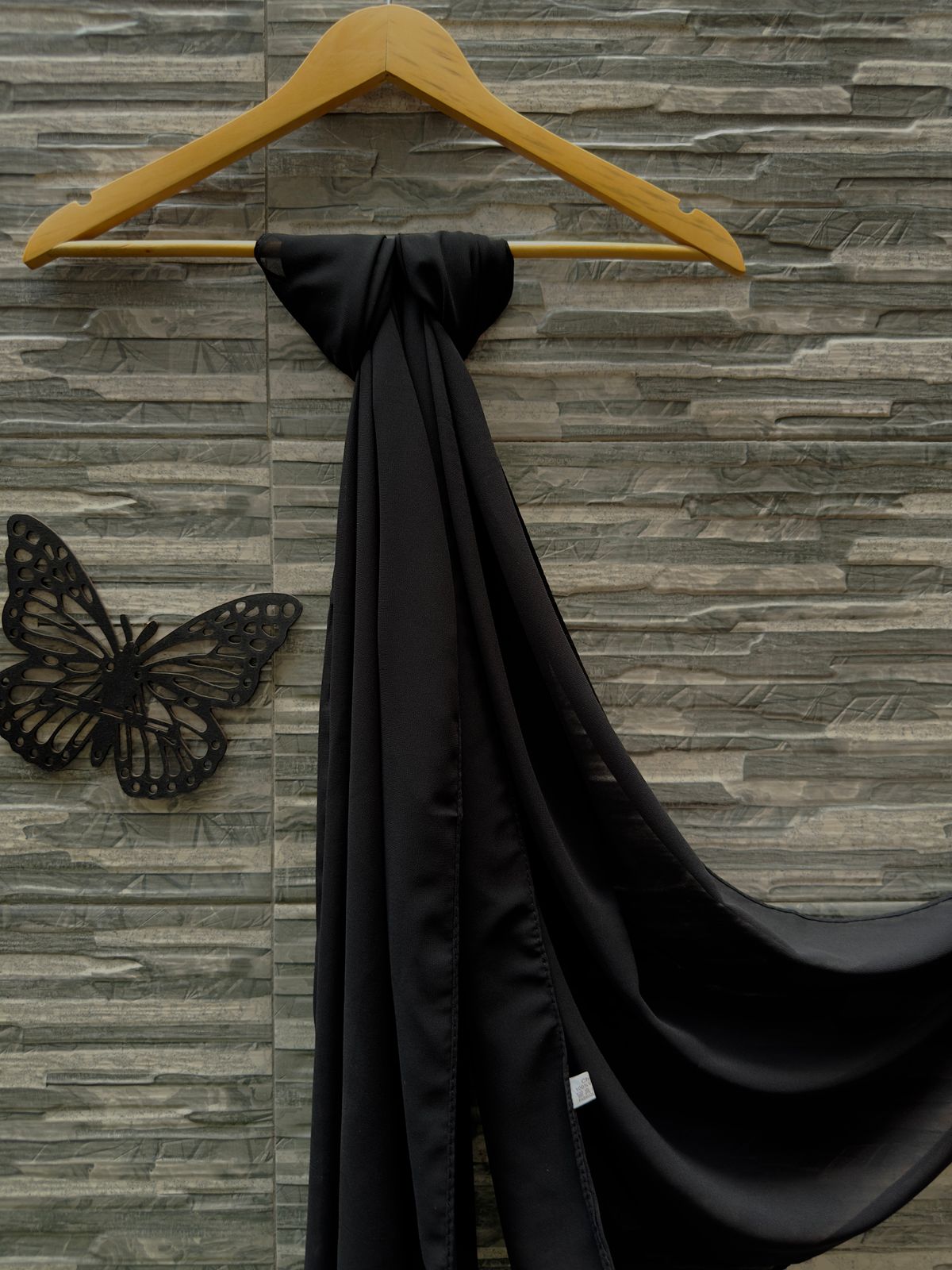 Black Viscose Chiffon Scarf