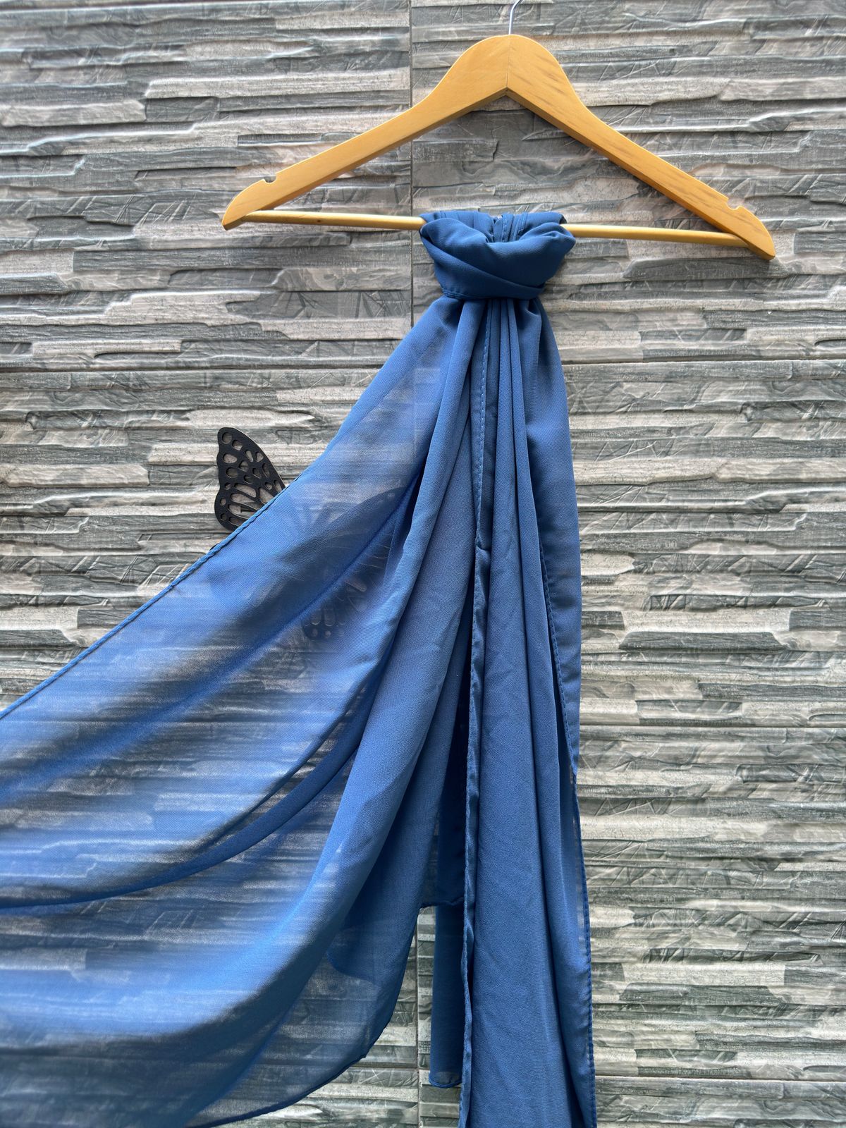 Royal Blue Viscose Chiffon Scarf
