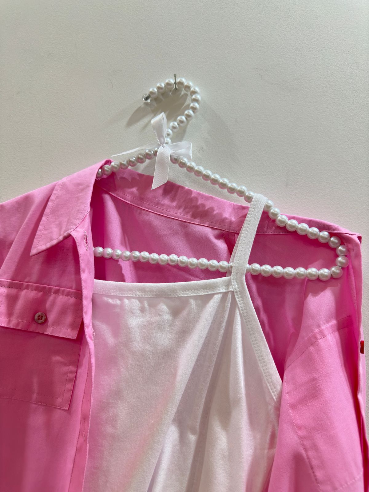 Pink Button Down Pockets Shirt