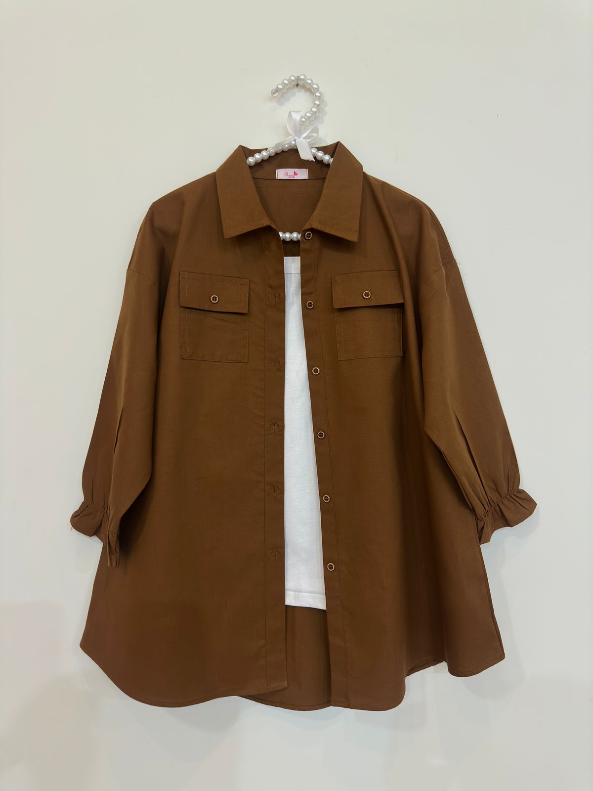 Brown Button Down Pockets Shirt With Trouser