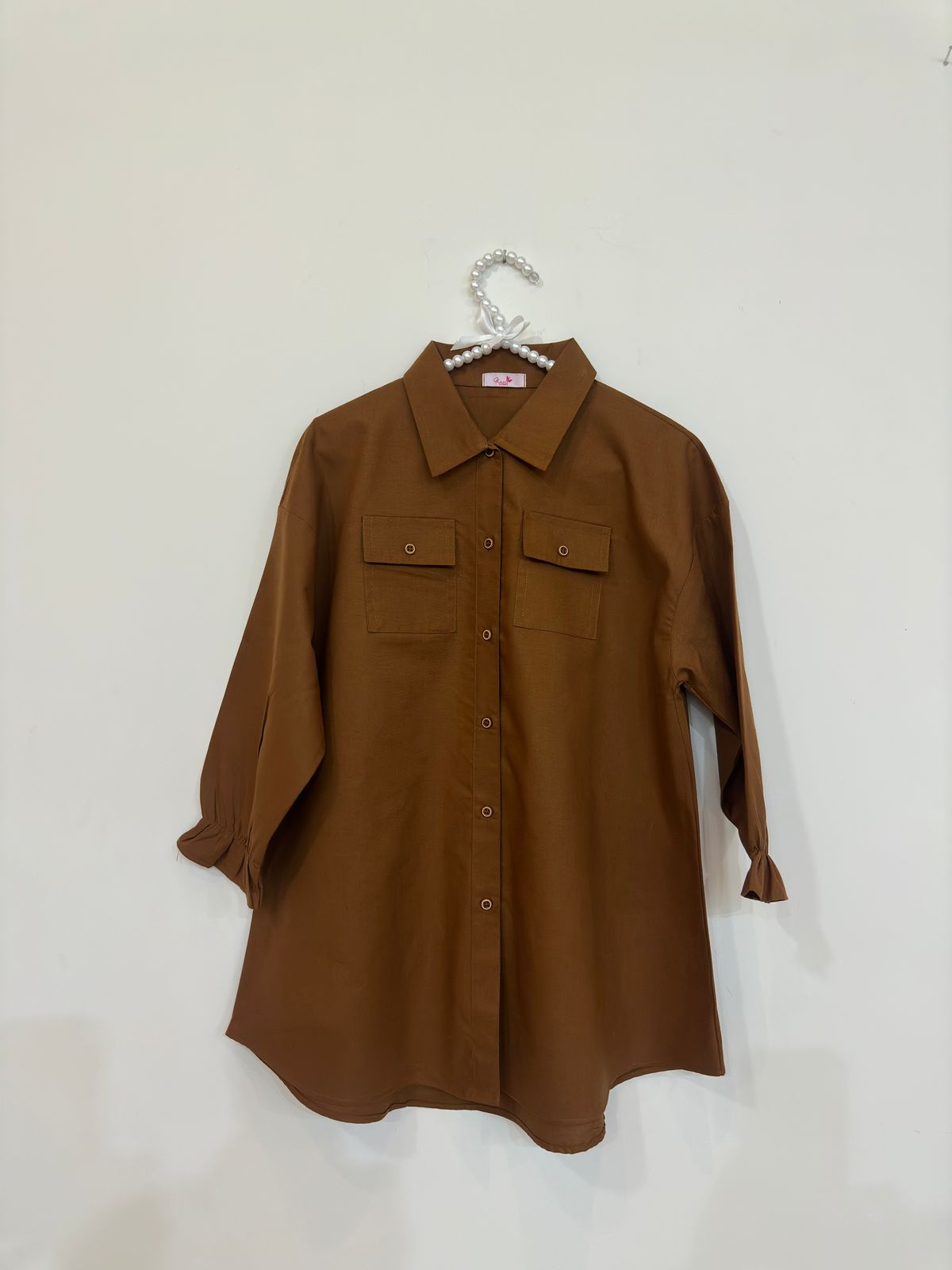 Brown Button Down Pockets Shirt With Trouser