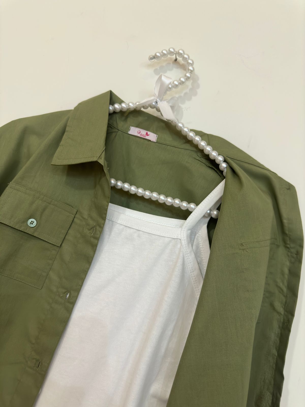 Olive Button Down Pockets Shirt