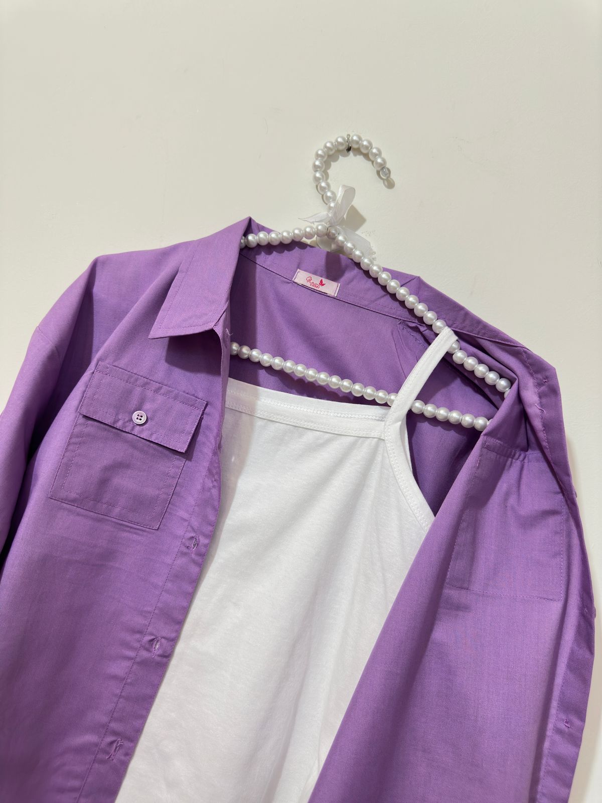Lavender Button Down Pockets Shirt & Trouser
