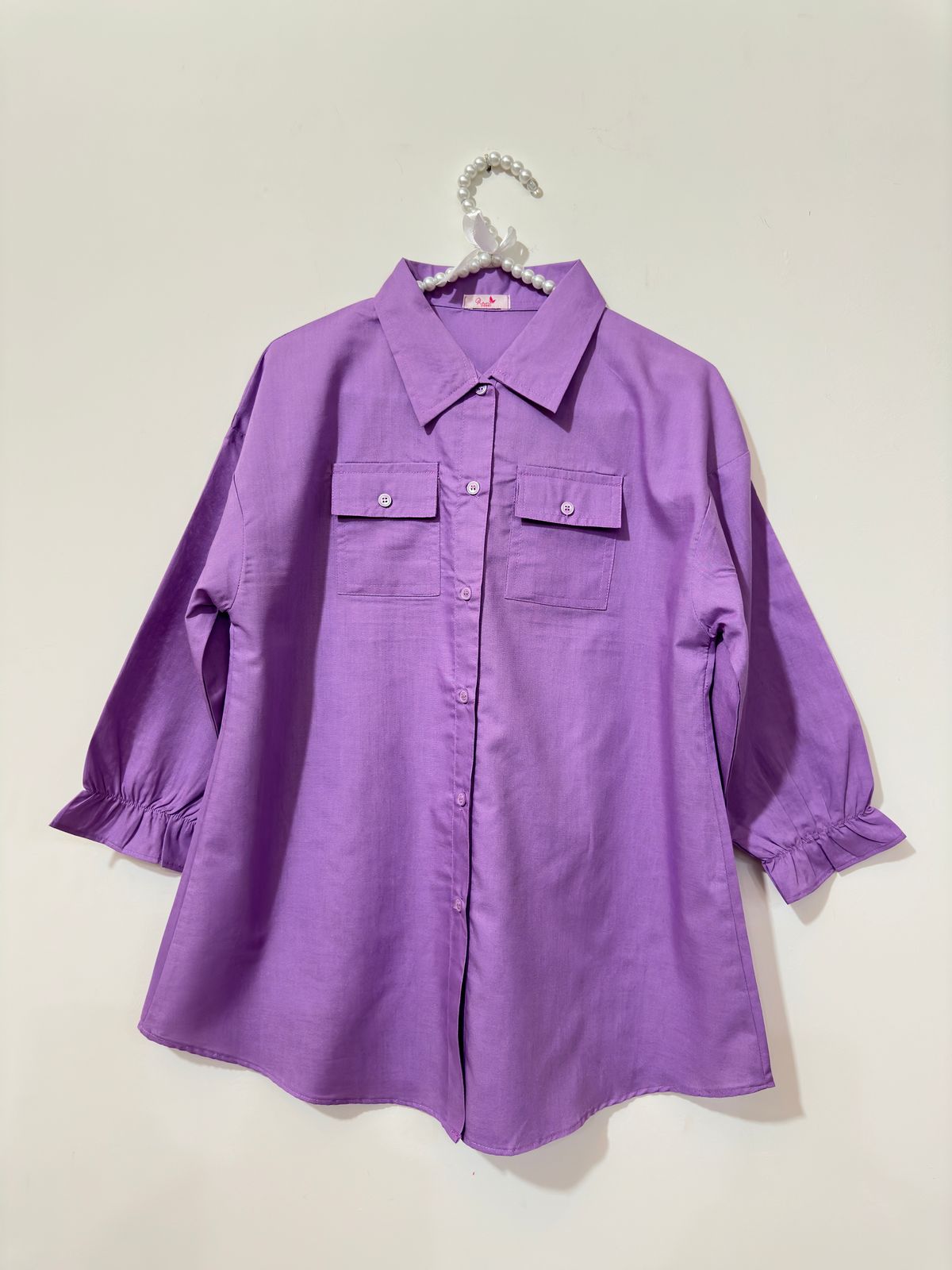 Lavender Button Down Pockets Shirt & Trouser