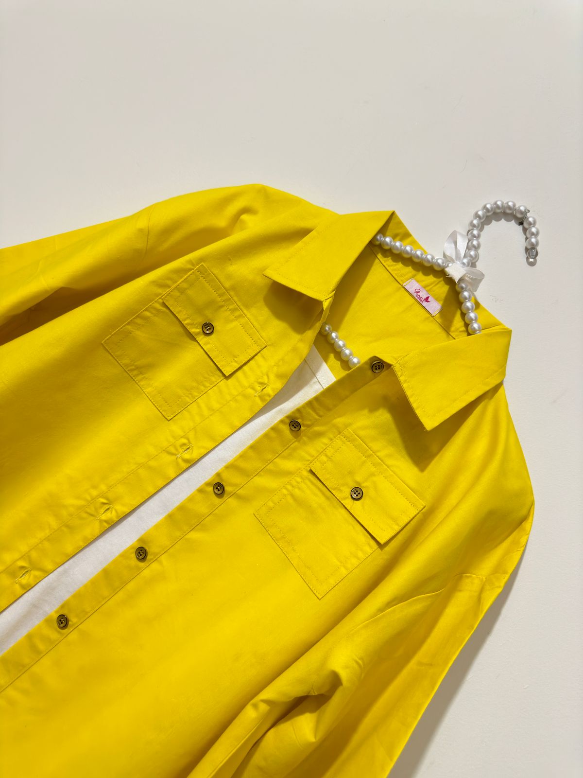 Yellow Button Down Pockets Shirt
