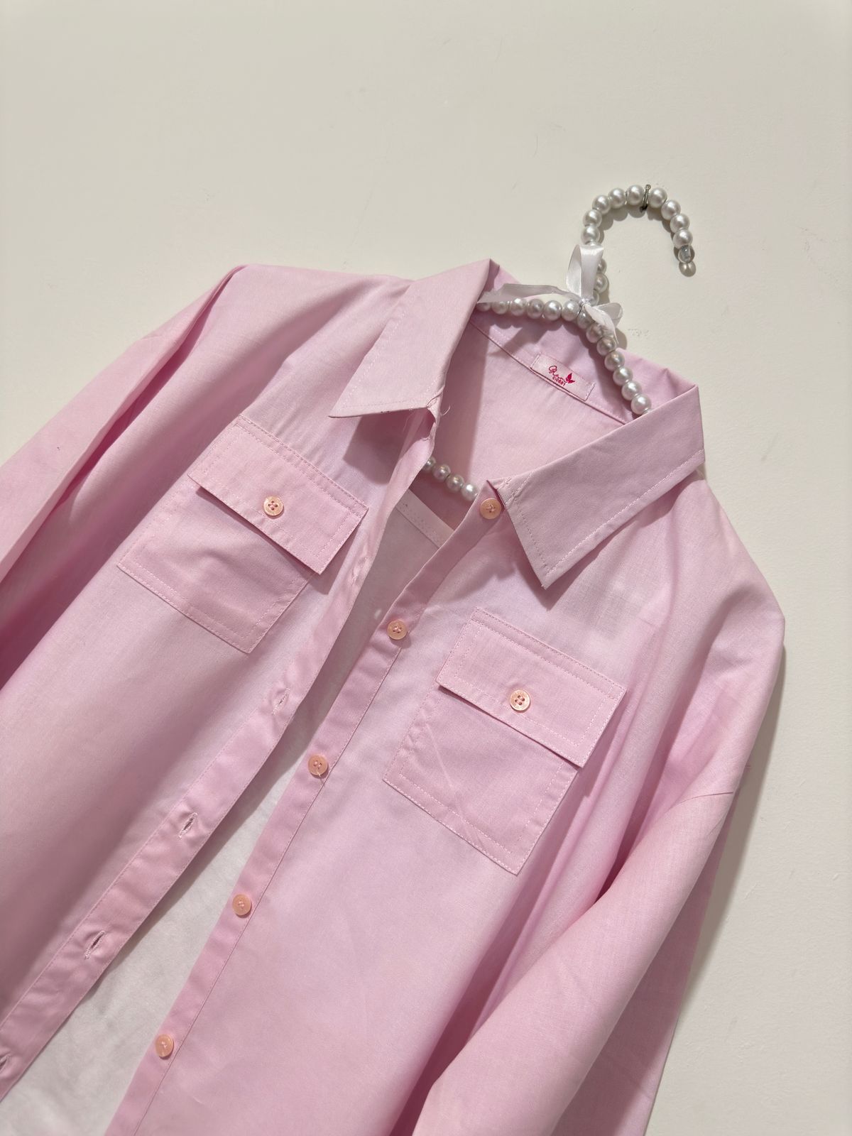 Light Pink Button Down Pockets Shirt