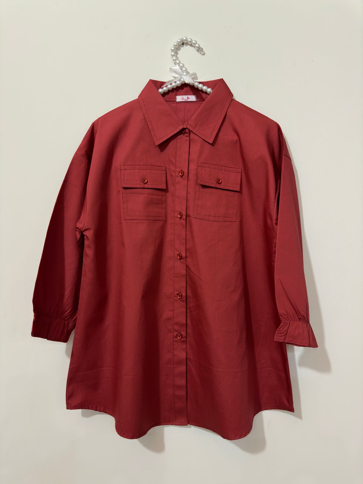Maroon Button Down Pockets Shirt