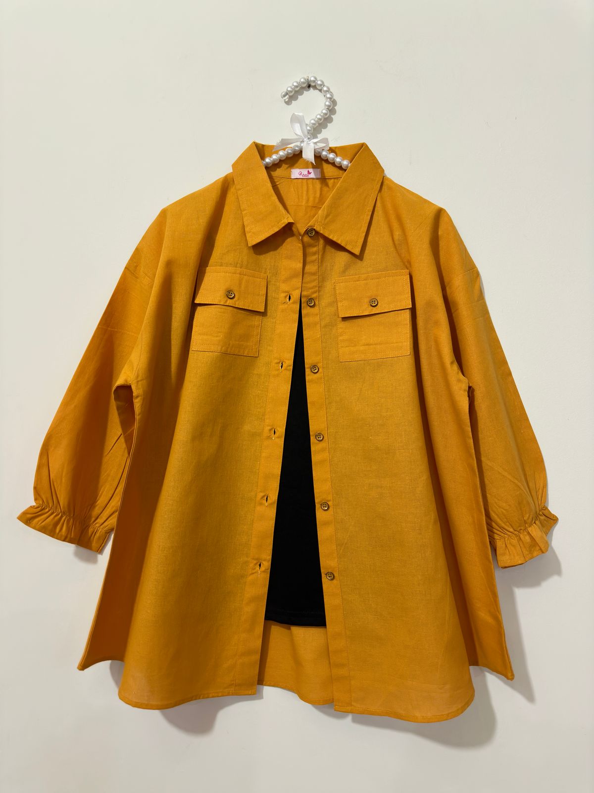 Mustard Button Down Pockets Shirt