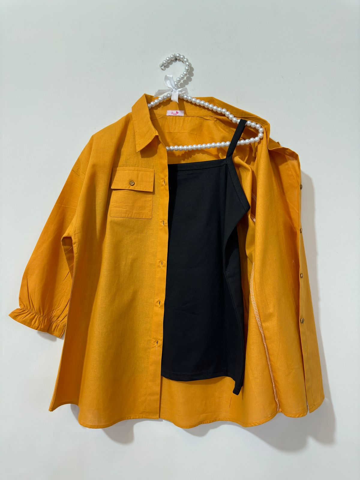 Mustard Button Down Pockets Shirt