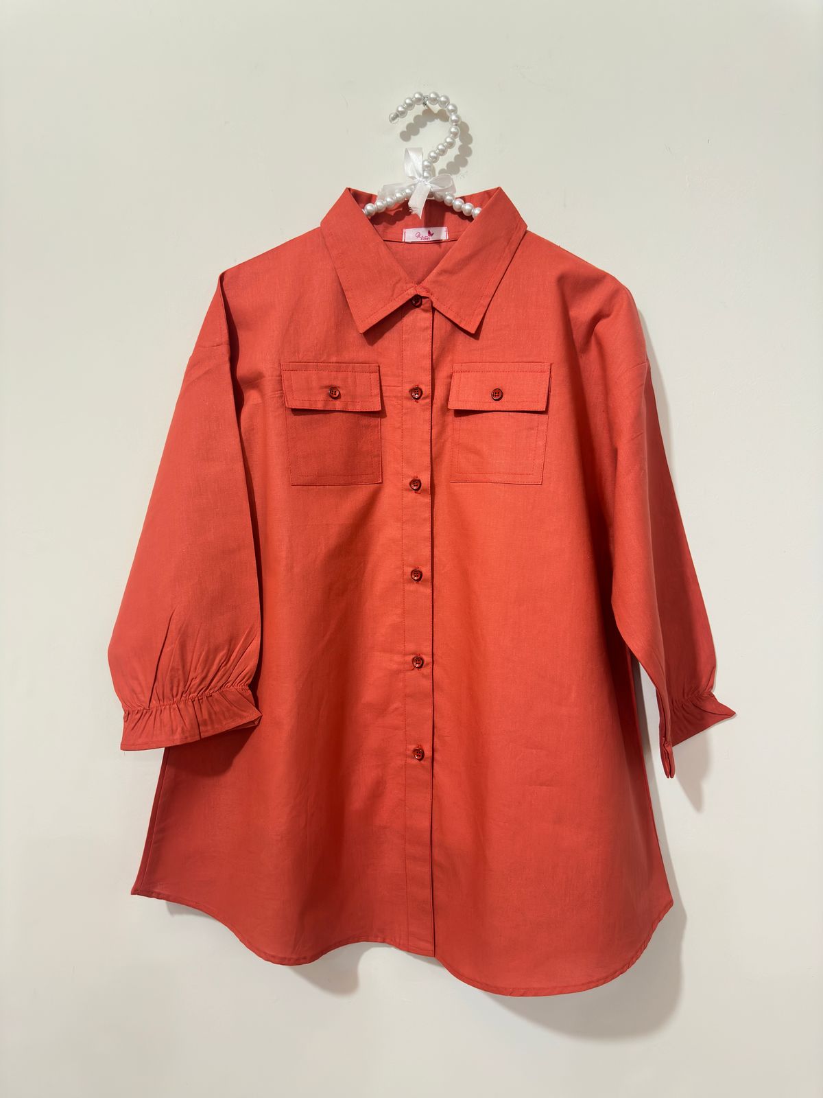 Rust Button Down Pockets Shirt