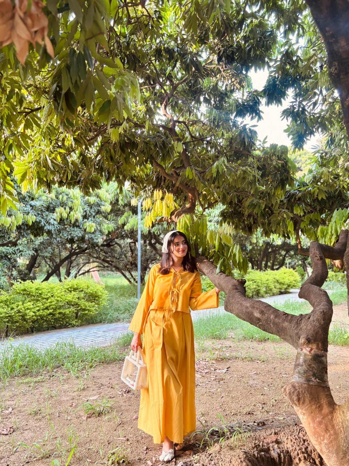 Mustard Top Mustard Box Plated Skirt