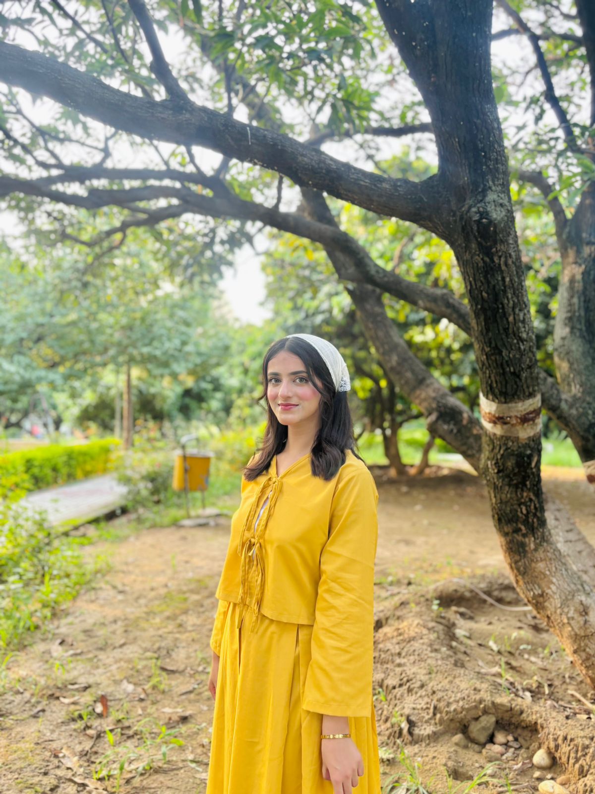 Mustard Top Mustard Box Plated Skirt