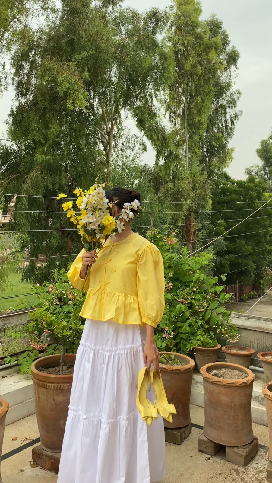 Butter Yellow Mini Bow Top With White Skirt