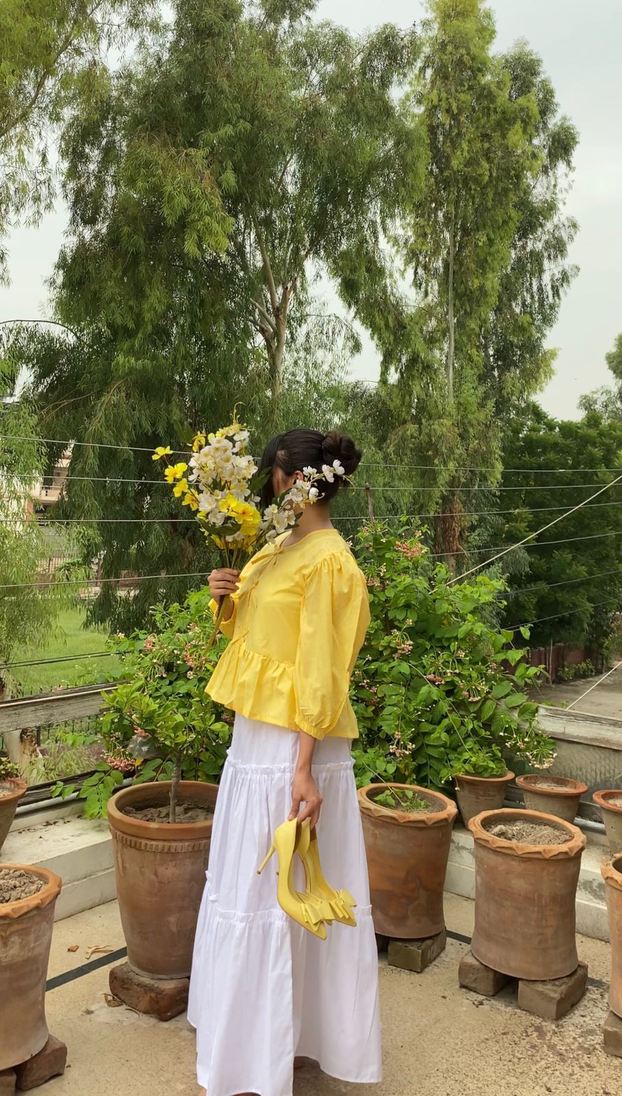 Butter Yellow Mini Bow Top With White Skirt