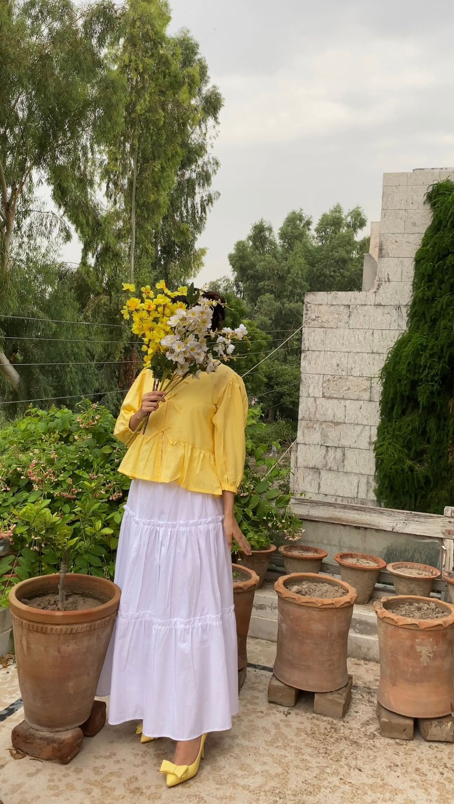 Butter Yellow Mini Bow Top With White Skirt