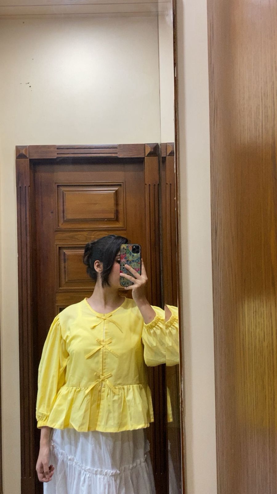 Butter Yellow Mini Bow Top With White Skirt