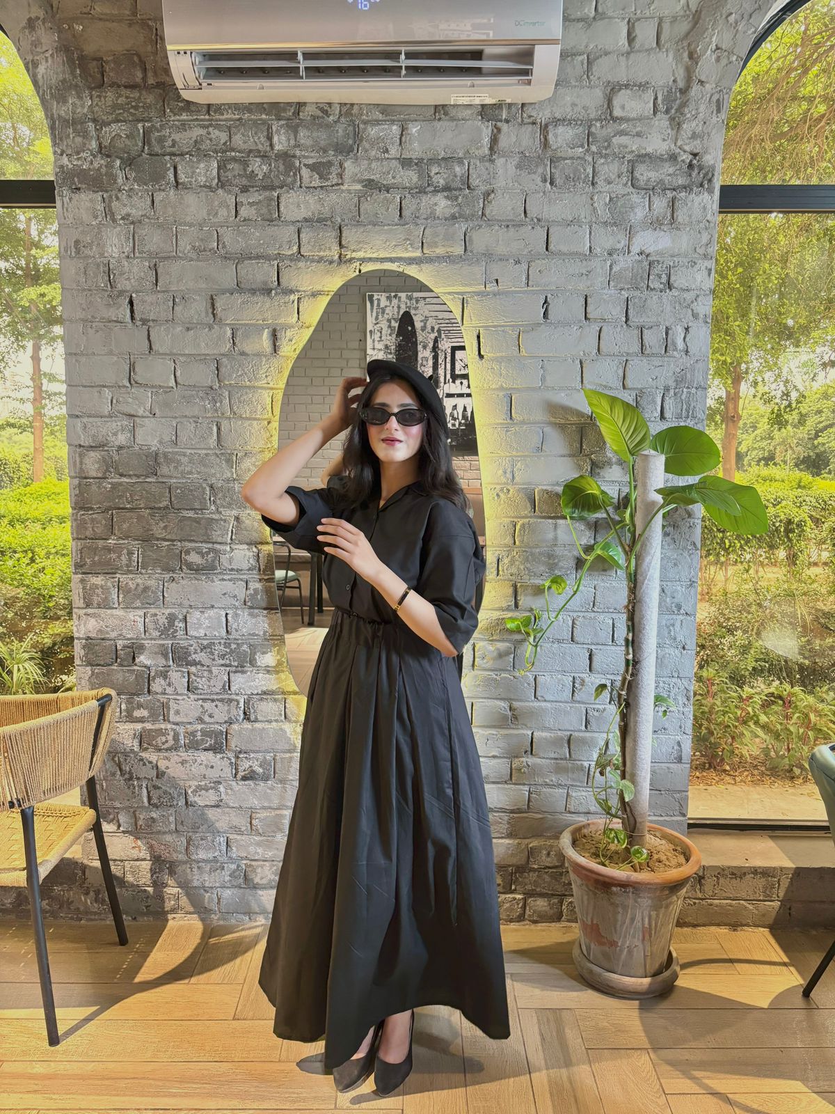 Black Coat Collar Shirt Black Box Plated Skirt