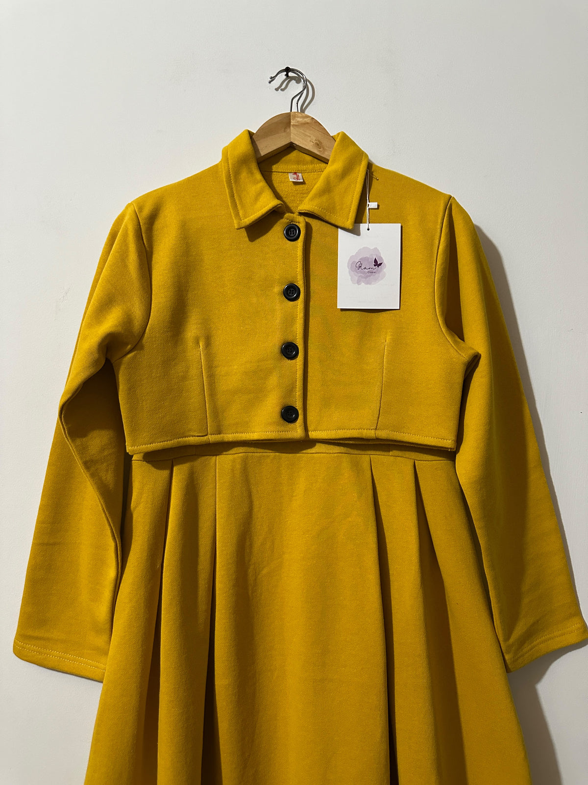 Mustard Cropped Jacket & Plated Maxi  Set