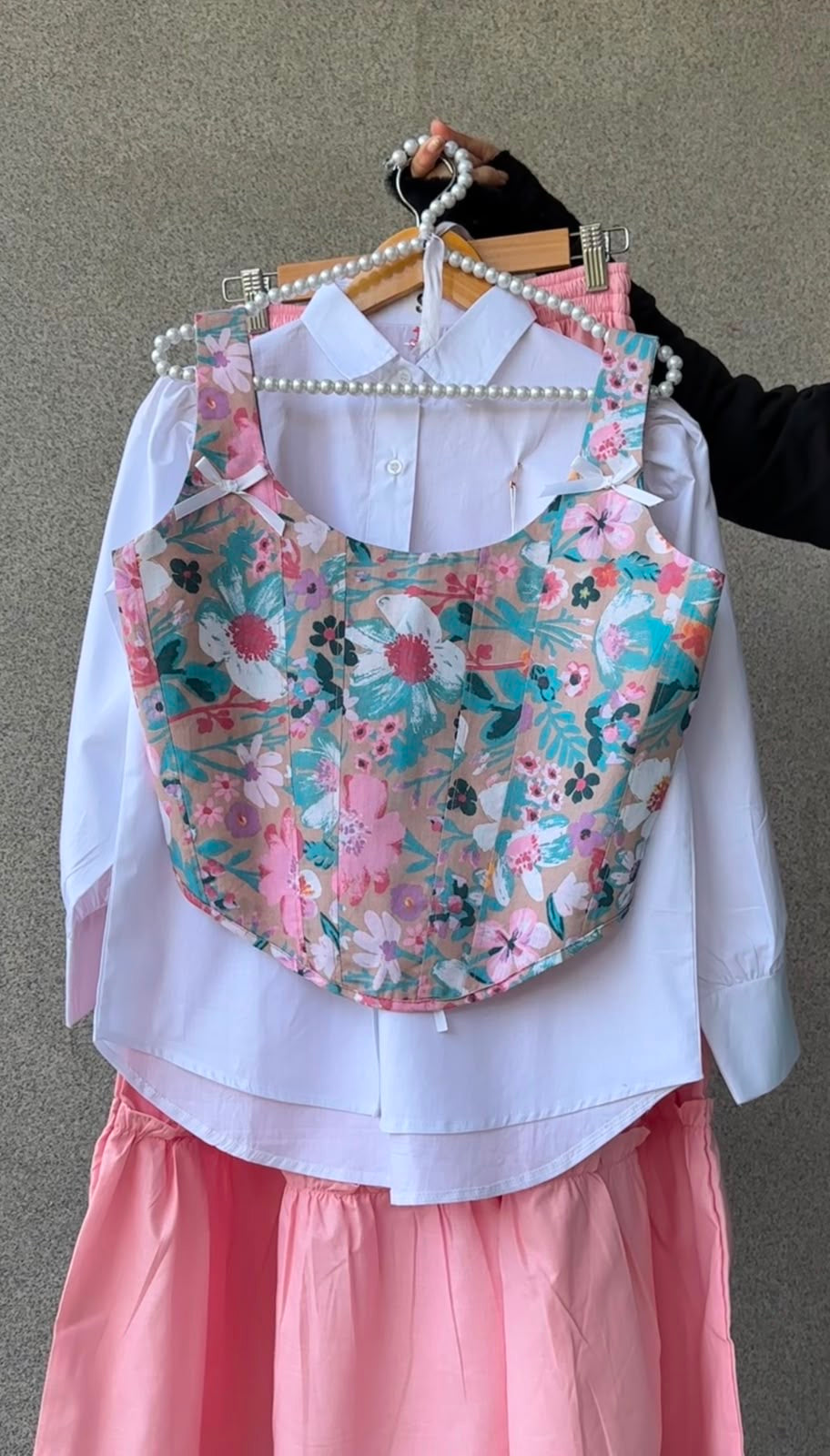 Petal Muse Corset, Shirt & Skirt Set