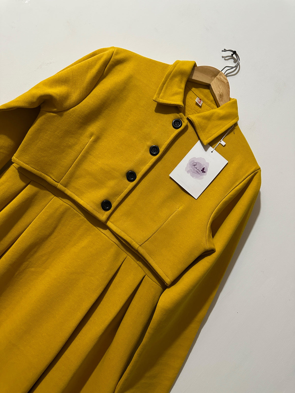 Mustard Cropped Jacket & Plated Maxi  Set