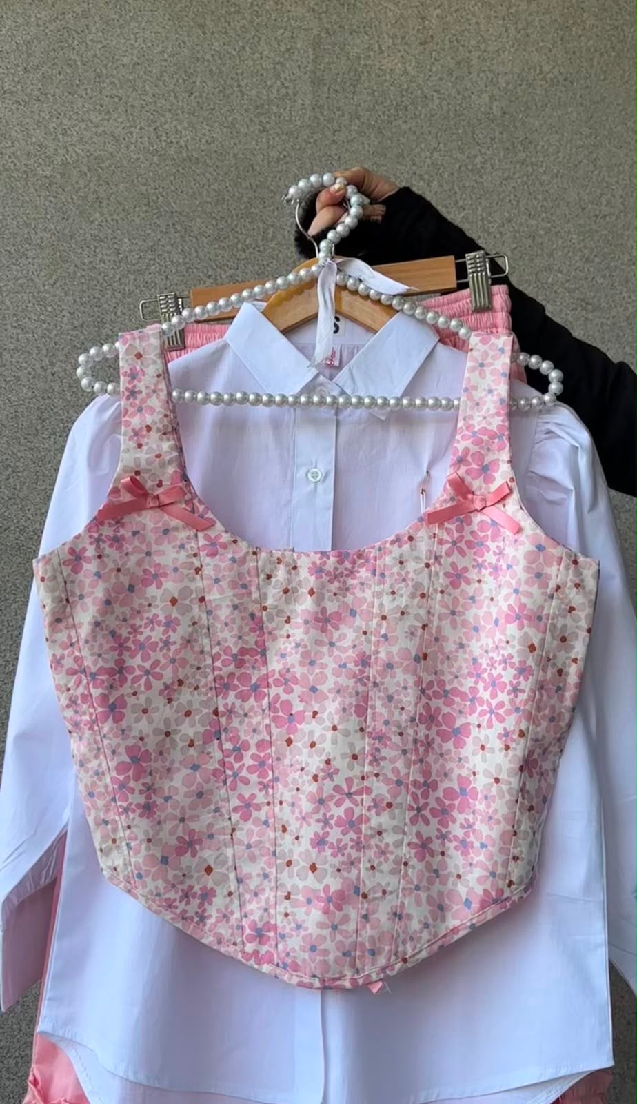 Blossom Bow Corset, Shirt & Skirt Set
