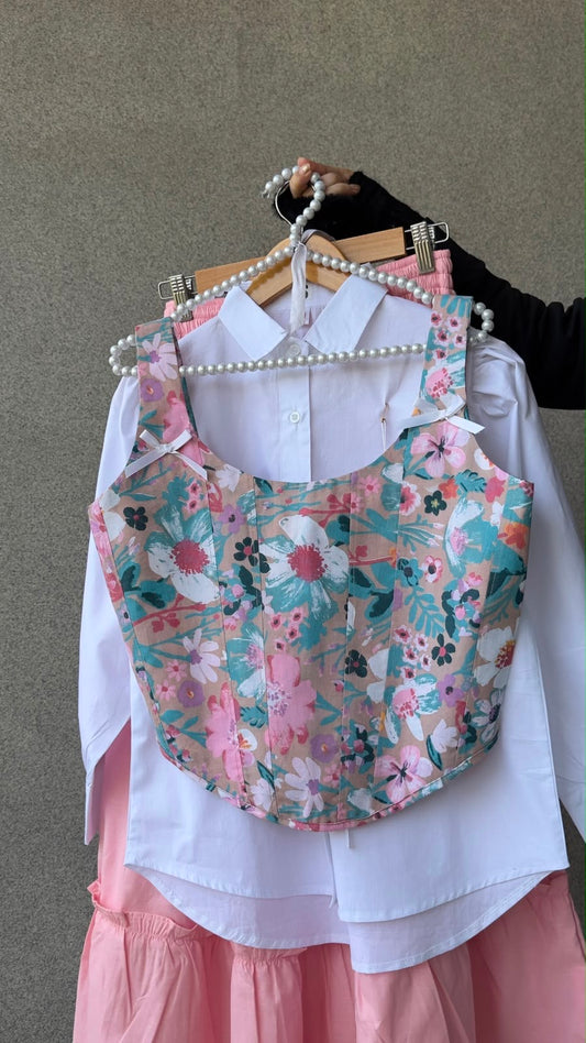 Petal Muse Corset, Shirt & Skirt Set