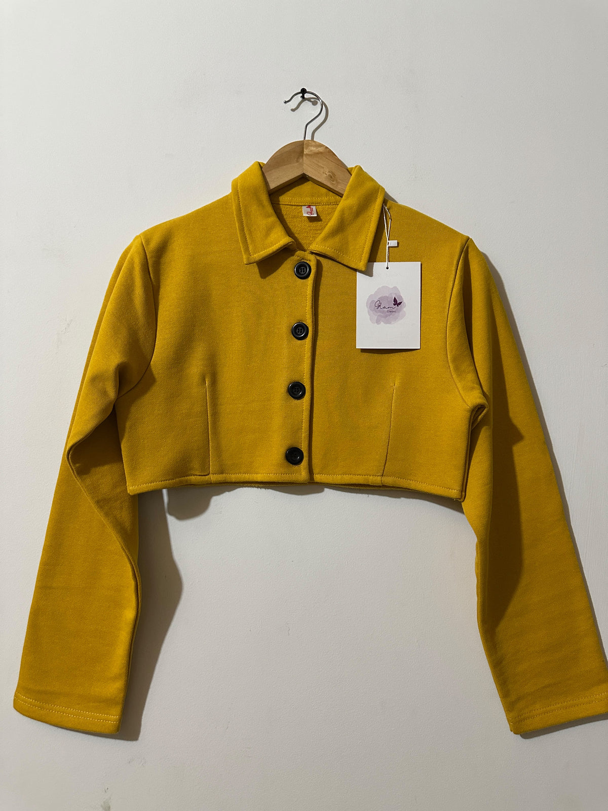 Mustard Cropped Jacket & Plated Maxi  Set
