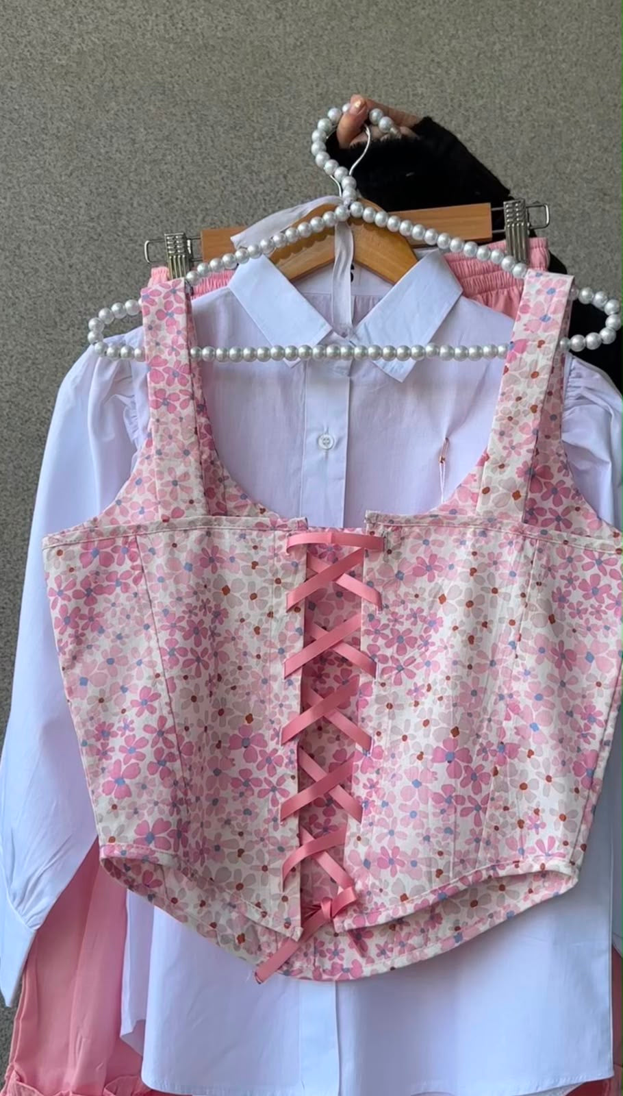 Blossom Bow Corset, Shirt & Skirt Set