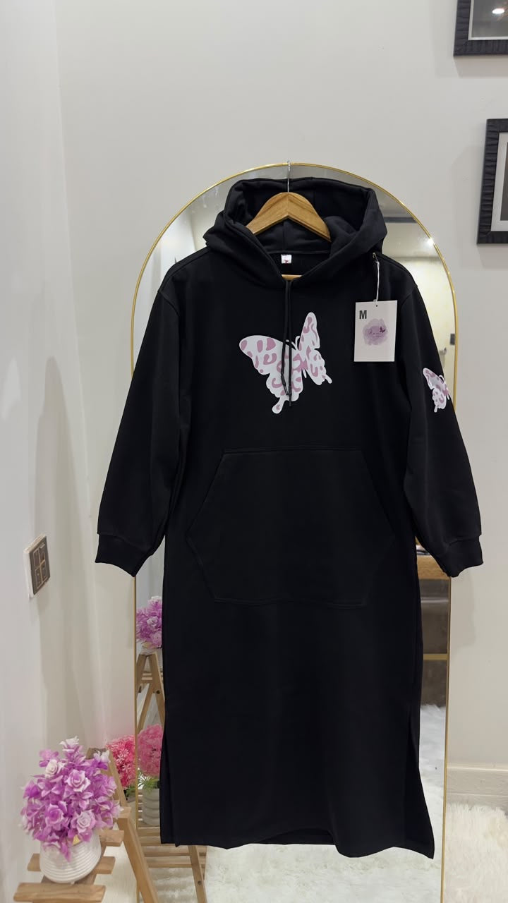 Black Butterfly Long Hoodie