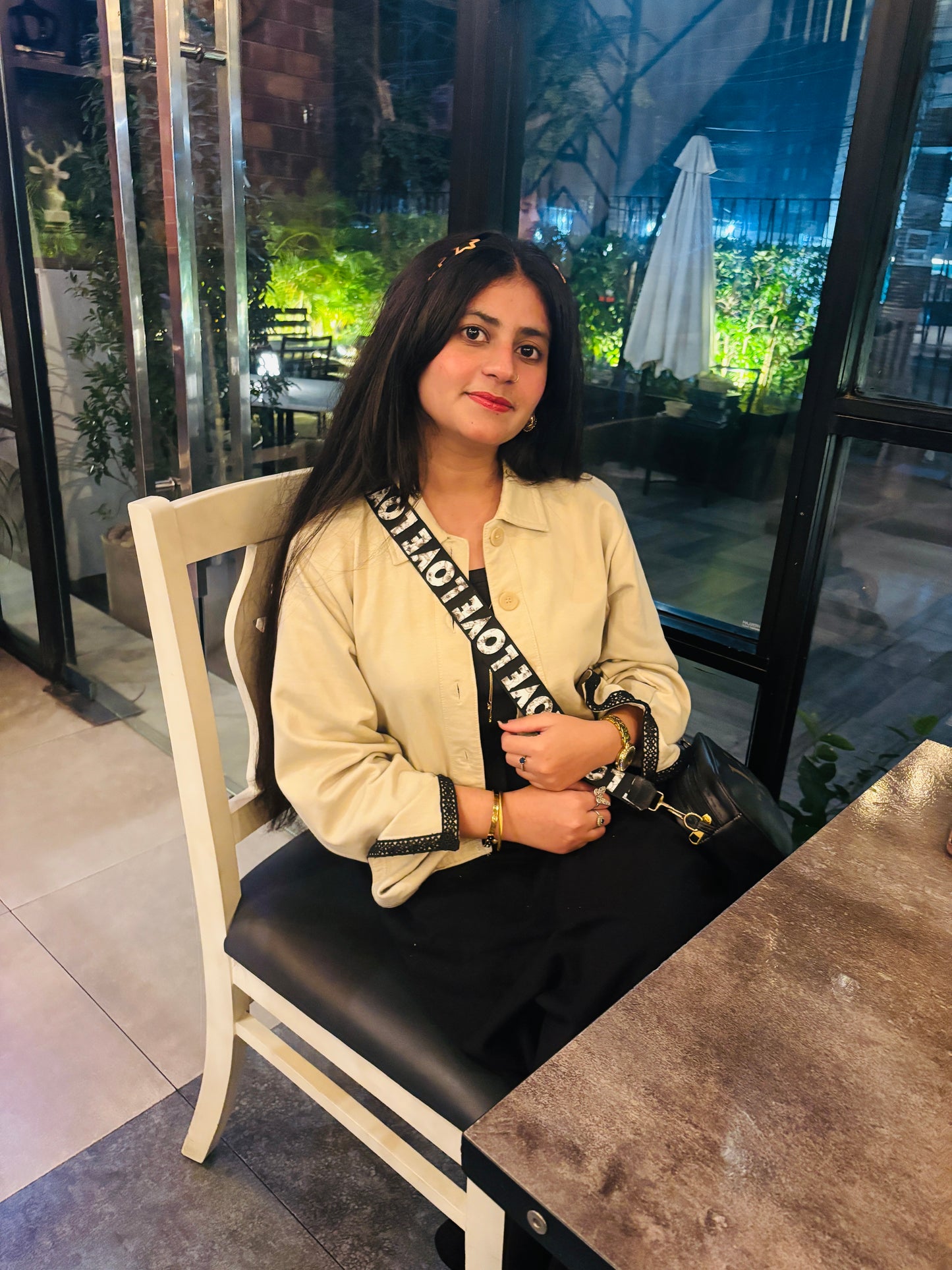 Black Skirt With Beige Coat