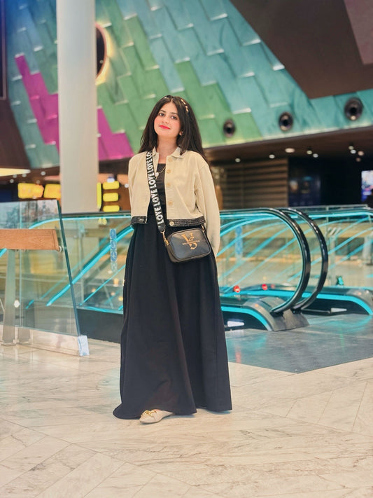 Black Skirt With Beige Coat