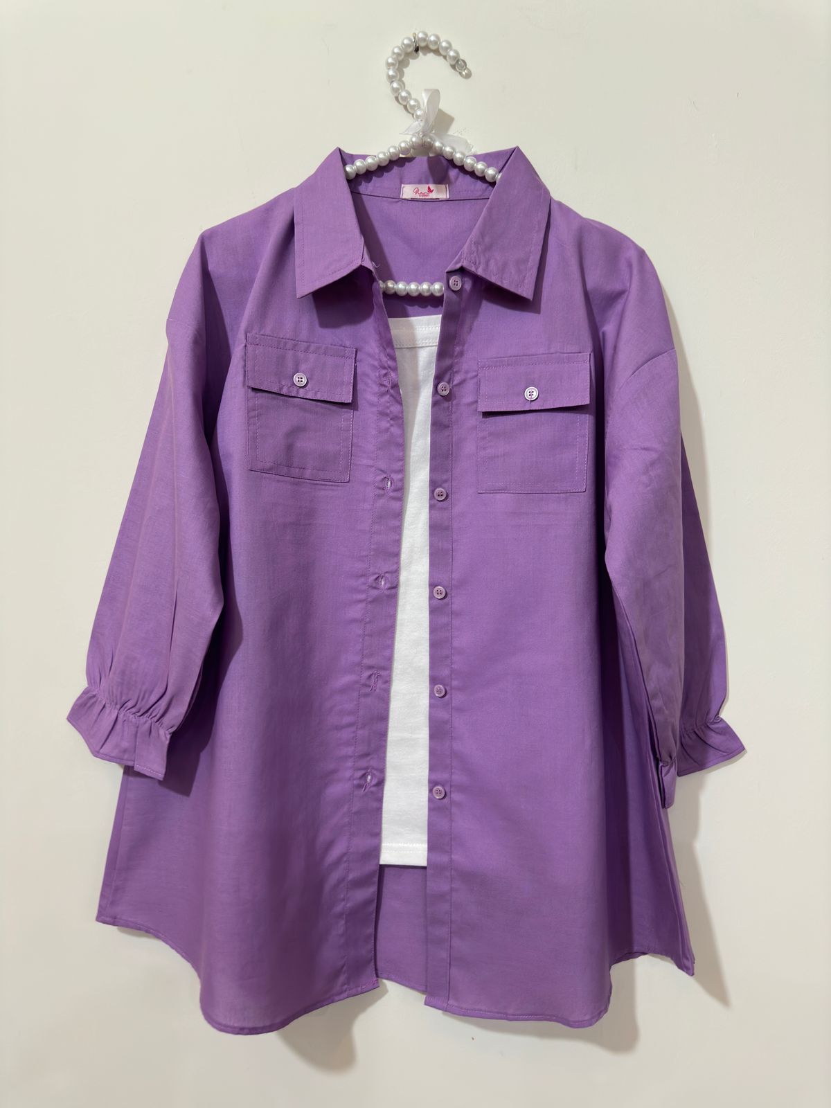Lavender Button Down Pockets Shirt & Trouser