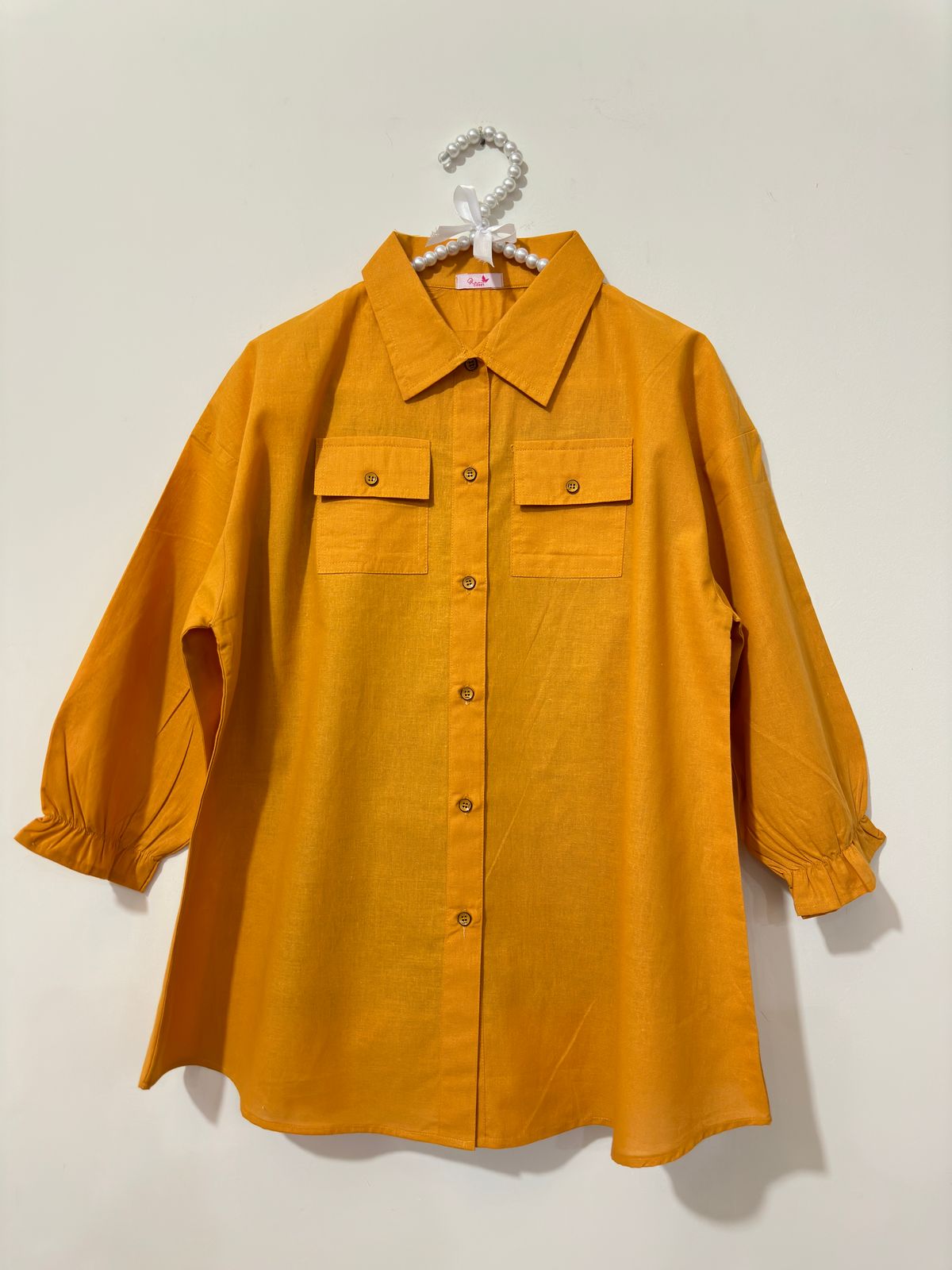 Mustard Button Down Pockets Shirt