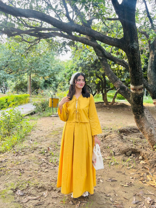 Mustard Top Mustard Box Plated Skirt