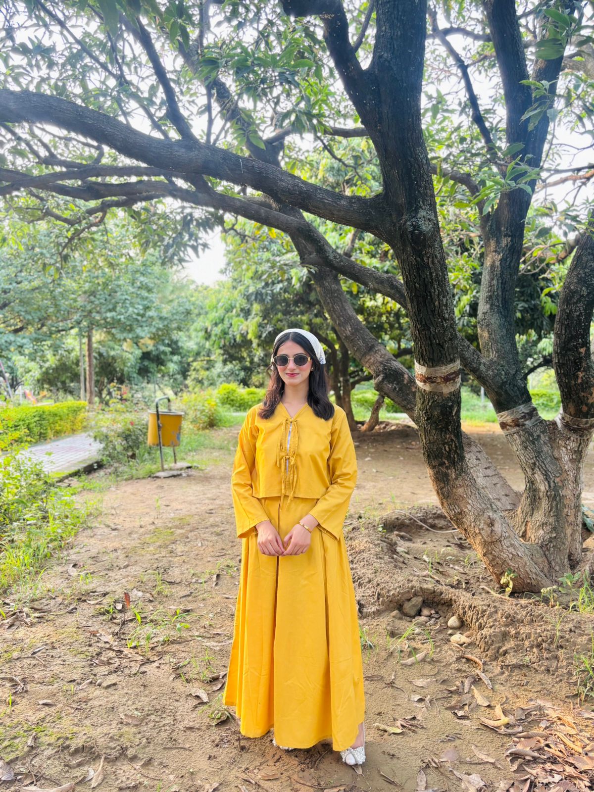 Mustard Top Mustard Box Plated Skirt