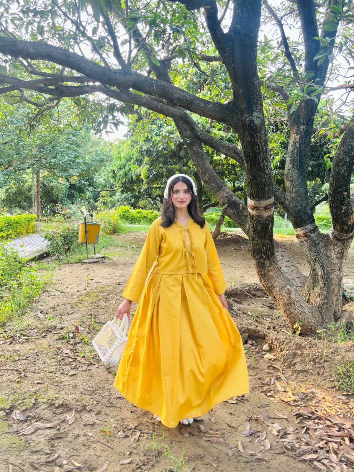 Mustard Top Mustard Box Plated Skirt