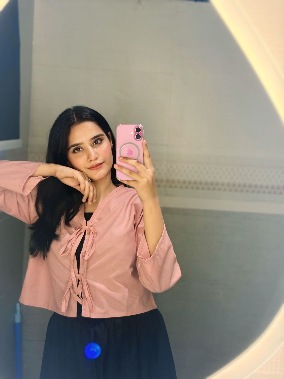 Rose Pink Top Black Skirt