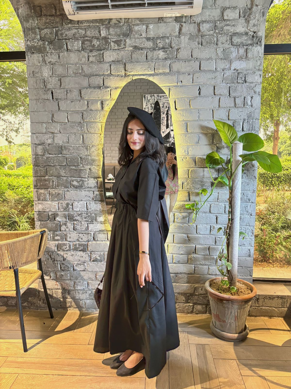 Black Coat Collar Shirt Black Box Plated Skirt