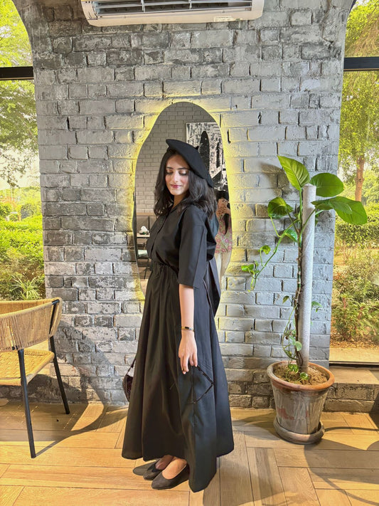 Black Coat Collar Shirt Black Box Plated Skirt