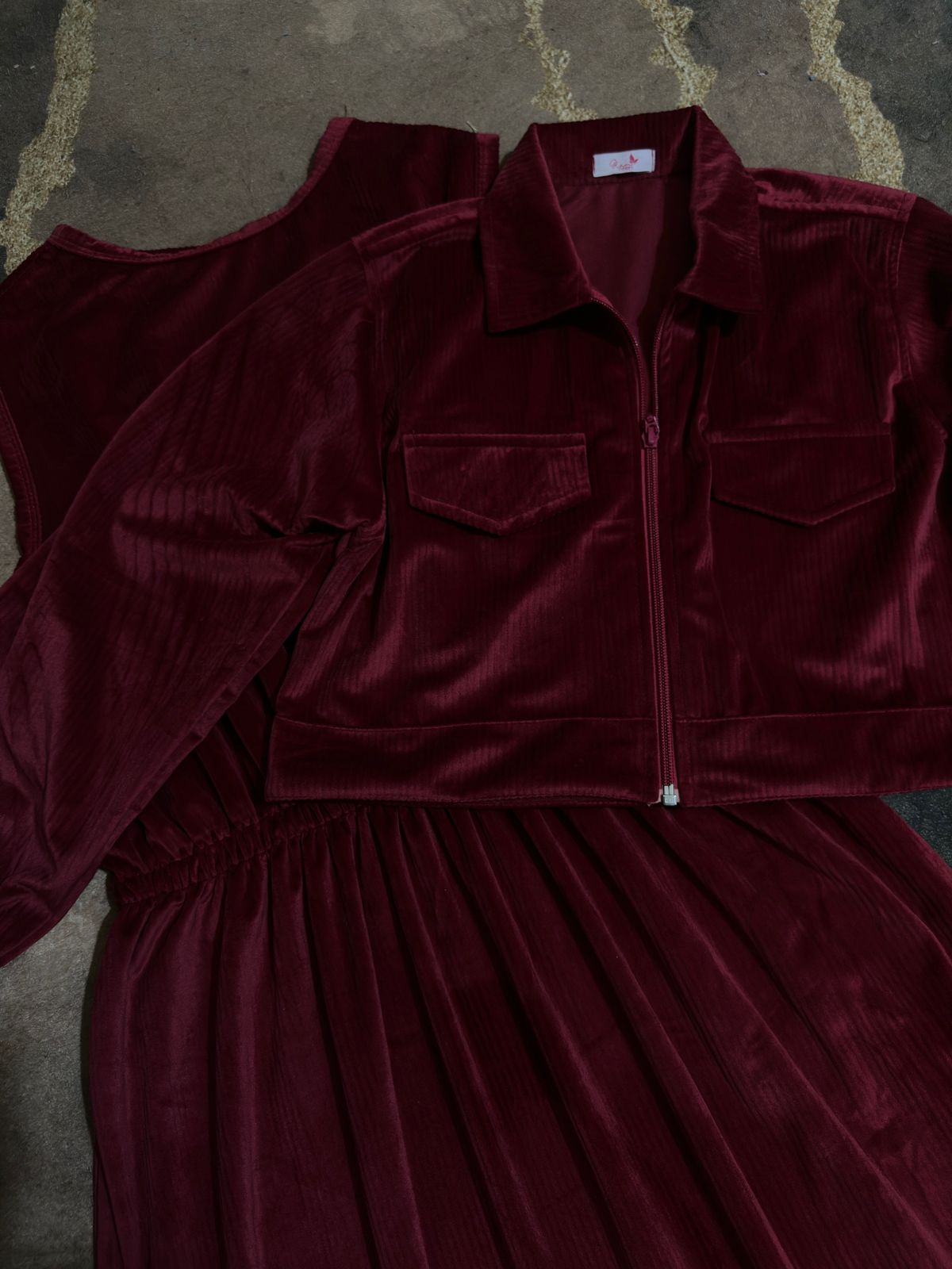 Maroonish Long Frock With Jacket