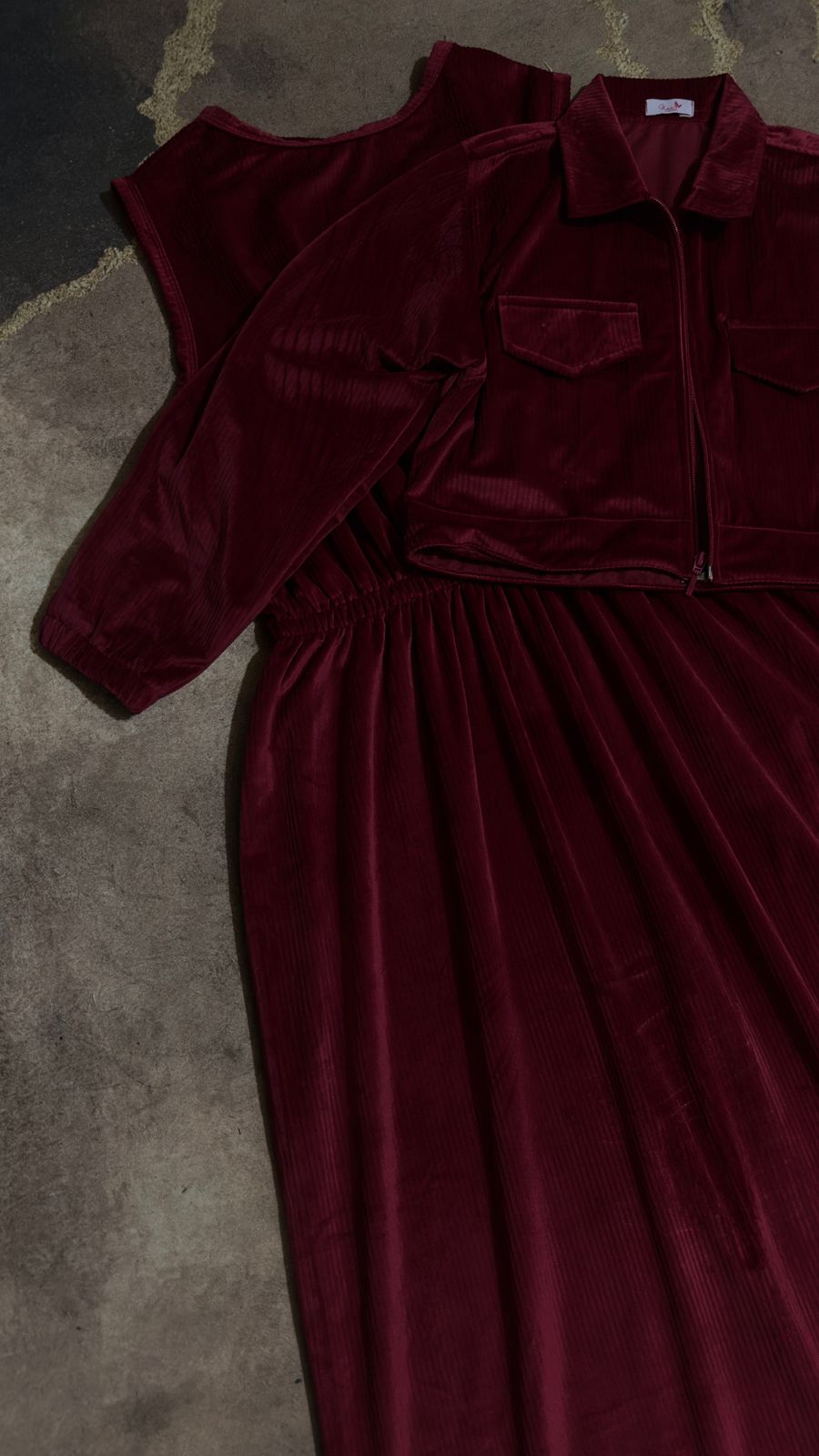 Maroonish Long Frock With Jacket