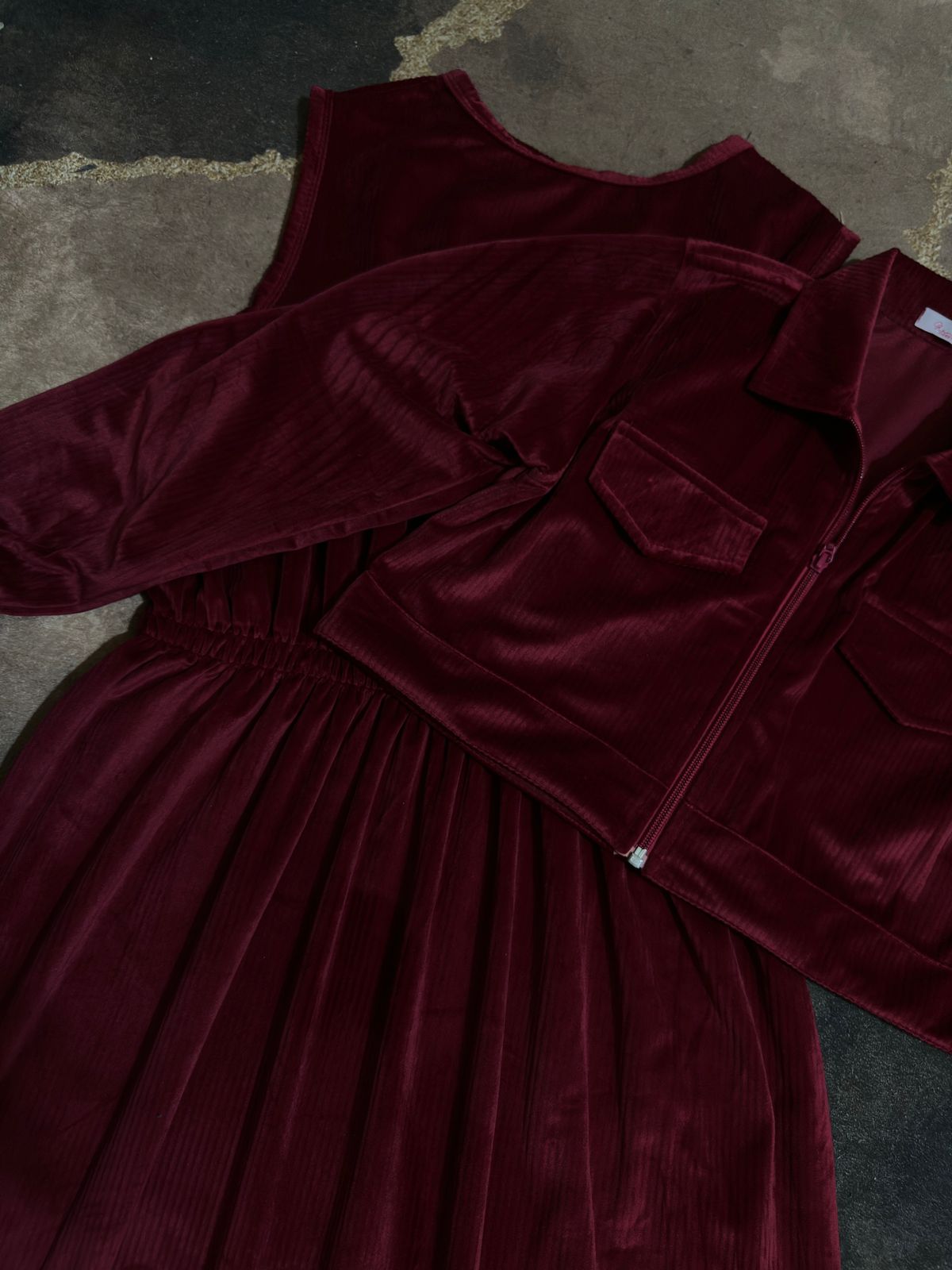 Maroonish Long Frock With Jacket