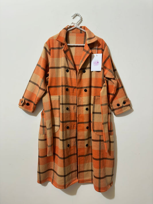 Orangi Cheked Long Coat