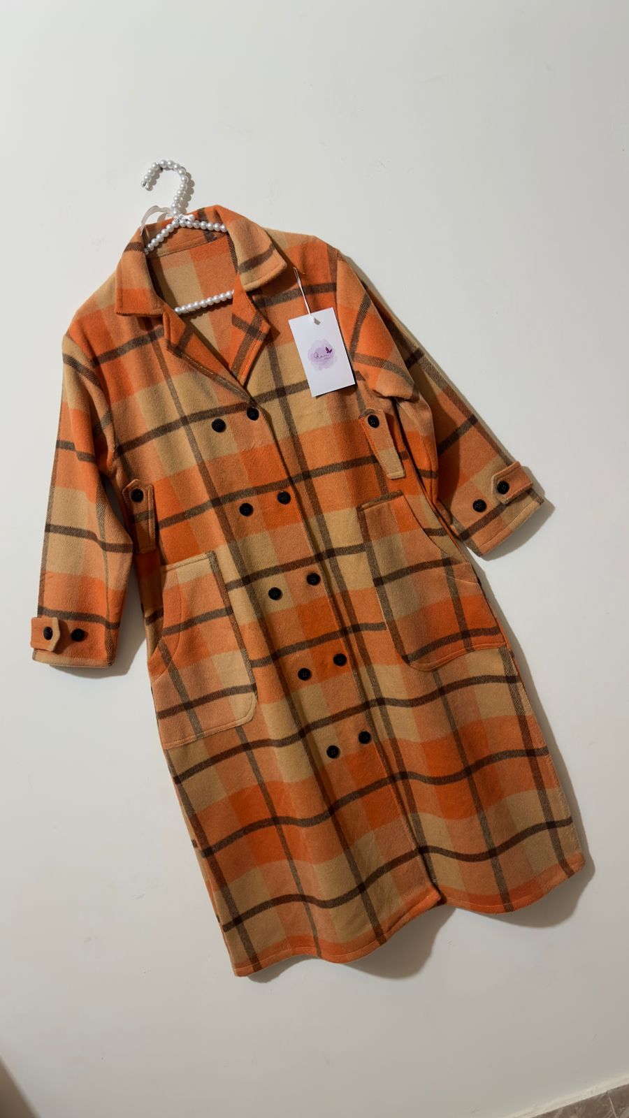 Orangi Cheked Long Coat