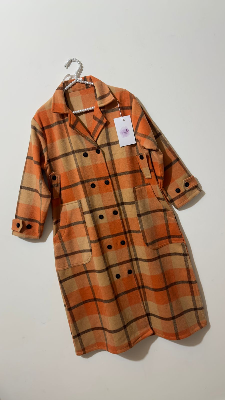 Orangi Cheked Long Coat