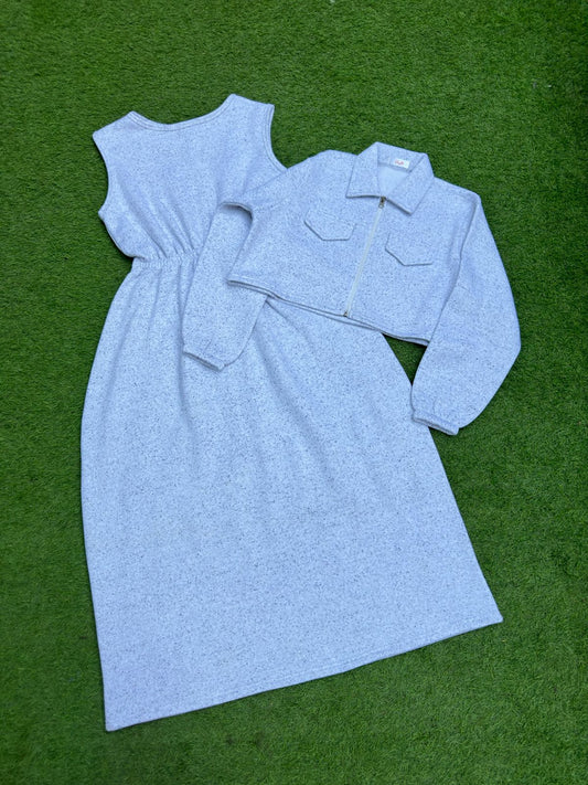 White Print Frock With Jacket